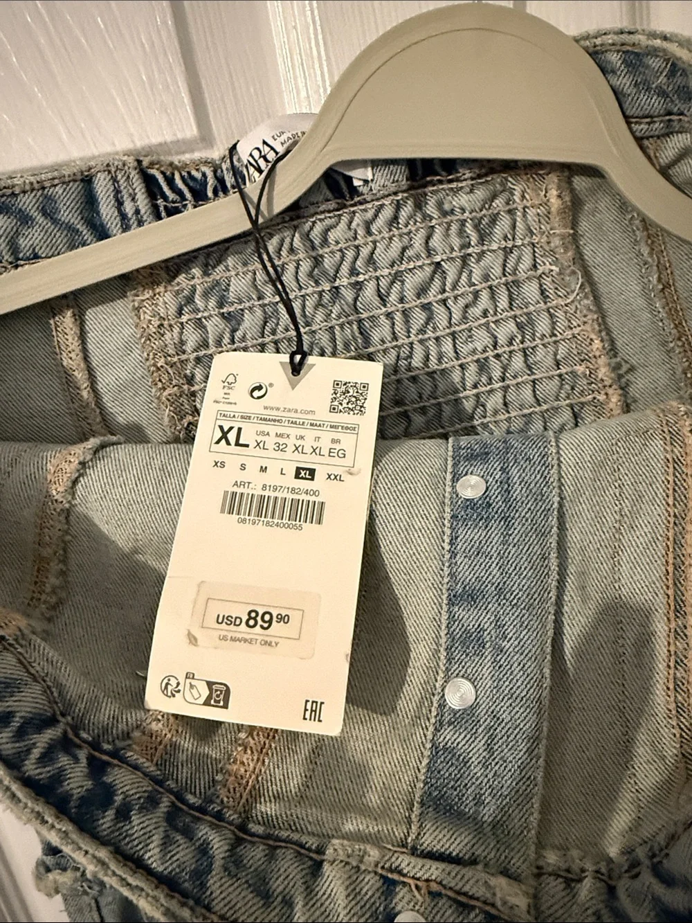 Zara Light Blue Strapless Denim Overalls